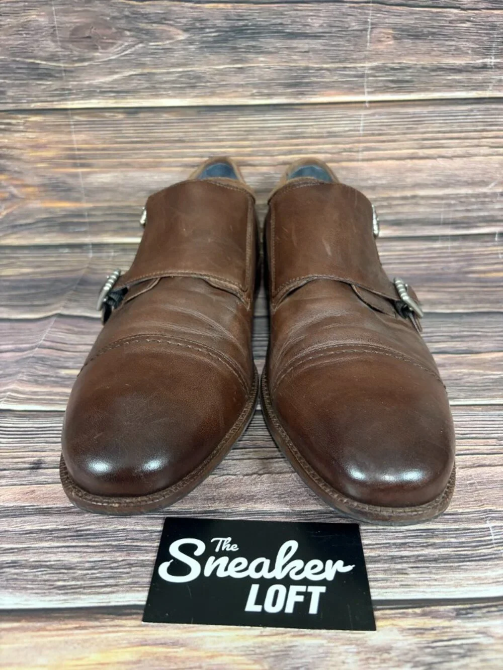 Cole Haan Men's Warner Grand Double‎ Monk Strap Brown Leather Shoes Size 11.5